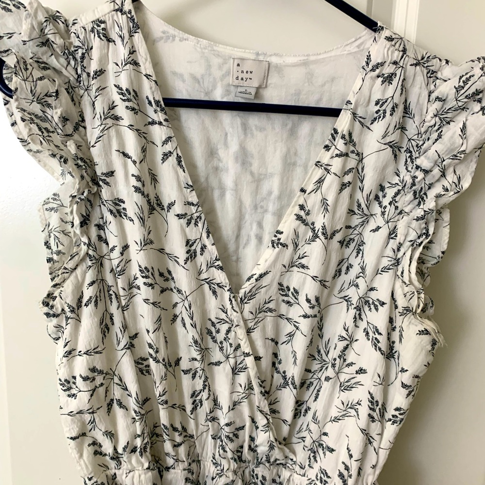 White & black floral wrap Dress